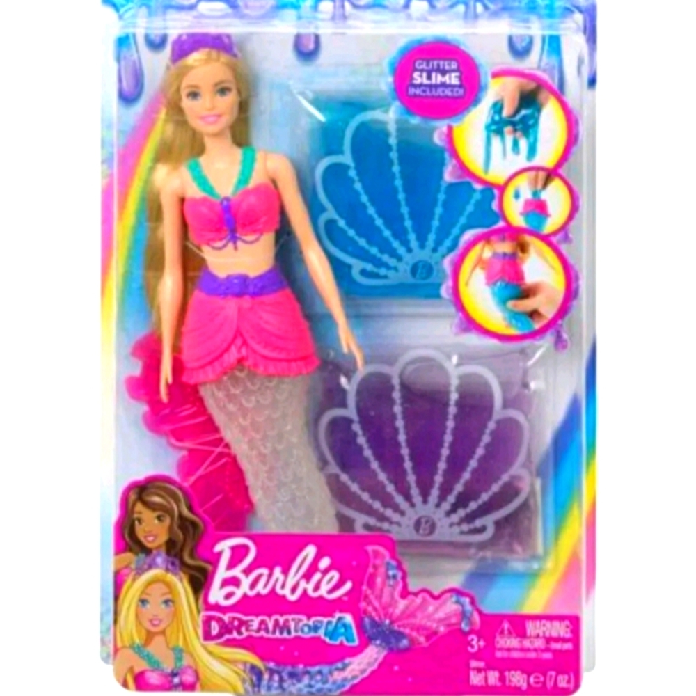 Barbie Dreamtopia Slime Mermaid Doll with 2 Slime Packets NWT